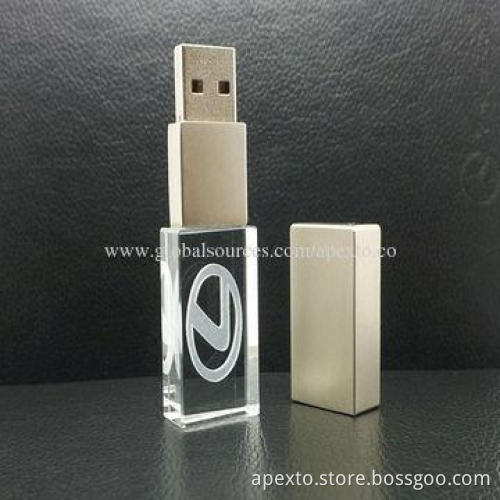 Crystal Shock-resistant Wooden USB Flash Drives with Up to 64GB Capacity, Supports Plug-and-play